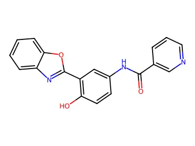 N-[3-(1,3-benzoxazol-2-yl)-4-hydroxyphenyl]nicotinamide structure