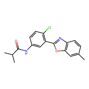 N-[4-chloro-3-(6-methyl-1,3-benzoxazol-2-yl)phenyl]-2-methylpropanamide structure