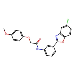 N-[3-(5-chloro-1,3-benzoxazol-2-yl)phenyl]-2-(4-methoxyphenoxy)acetamide structure