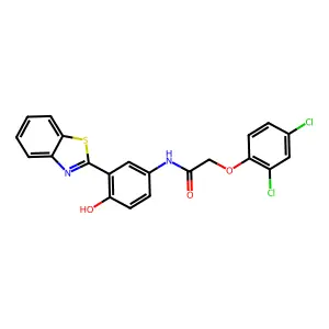 N-(3-(benzo[d]thiazol-2-yl)-4-hydroxyphenyl)-2-(2,4-dichlorophenoxy)acetamide structure