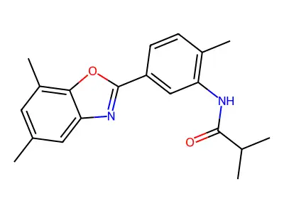 N-[5-(5,7-dimethyl-1,3-benzoxazol-2-yl)-2-methylphenyl]-2-methylpropanamide structure