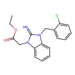 ethyl [3-(2-chlorobenzyl)-2-imino-2,3-dihydro-1H-benzimidazol-1-yl]acetate structure