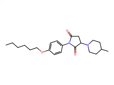 1-[4-(Hexyloxy)phenyl]-3-(4-methylpiperidin-1-yl)pyrrolidine-2,5-dione structure