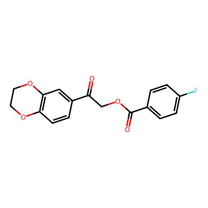 2-(2,3-Dihydro-1,4-benzodioxin-6-yl)-2-oxoethyl 4-fluorobenzoate structure