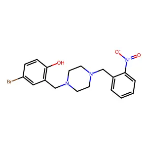 4-Bromo-2-[[4-[(2-nitrophenyl)methyl]piperazin-1-yl]methyl]phenol structure