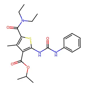 propan-2-yl 5-(diethylcarbamoyl)-4-methyl-2-(phenylcarbamoylamino)thiophene-3-carboxylate structure