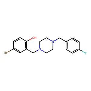 4-Bromo-2-({4-[(4-fluorophenyl)methyl]piperazin-1-YL}methyl)phenol structure