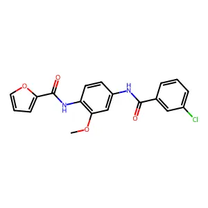 N-[4-[(3-chlorobenzoyl)amino]-2-methoxyphenyl]furan-2-carboxamide structure