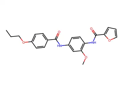 N-[2-methoxy-4-[(4-propoxybenzoyl)amino]phenyl]furan-2-carboxamide structure