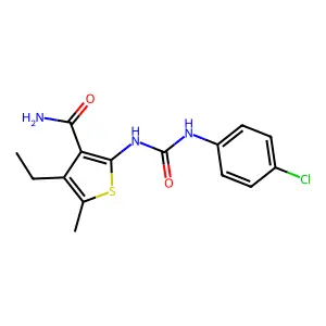 2-[(4-Chlorophenyl)carbamoylamino]-4-ethyl-5-methylthiophene-3-carboxamide structure