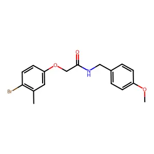 2-(4-bromo-3-methylphenoxy)-N-[(4-methoxyphenyl)methyl]acetamide structure