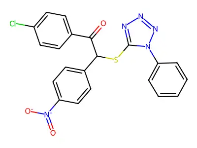 1-(4-Chlorophenyl)-2-(4-nitrophenyl)-2-(1-phenyltetrazol-5-yl)sulfanylethanone structure