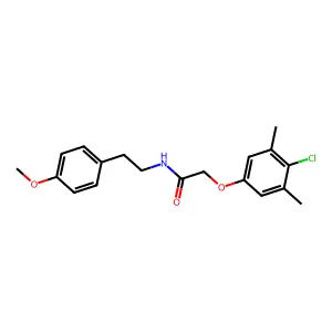2-(4-chloro-3,5-dimethylphenoxy)-N-[2-(4-methoxyphenyl)ethyl]acetamide structure