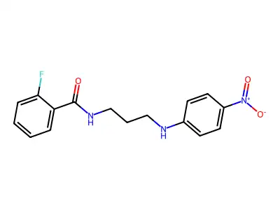 2-fluoro-N-[3-(4-nitroanilino)propyl]benzamide structure
