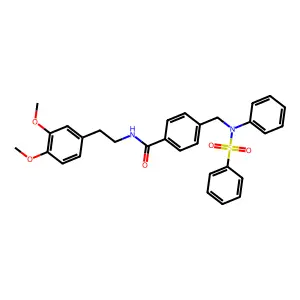 4-[[N-(benzenesulfonyl)anilino]methyl]-N-[2-(3,4-dimethoxyphenyl)ethyl]benzamide structure
