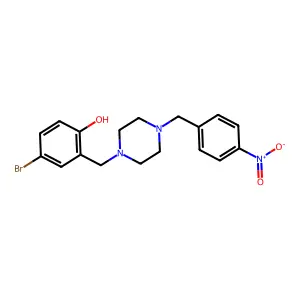 4-Bromo-2-[[4-[(4-nitrophenyl)methyl]piperazin-1-yl]methyl]phenol structure