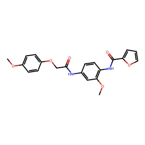 N-[2-methoxy-4-[[2-(4-methoxyphenoxy)acetyl]amino]phenyl]furan-2-carboxamide structure