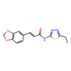 3-(1,3-benzodioxol-5-yl)-N-(5-ethyl-1,3,4-thiadiazol-2-yl)acrylamide structure