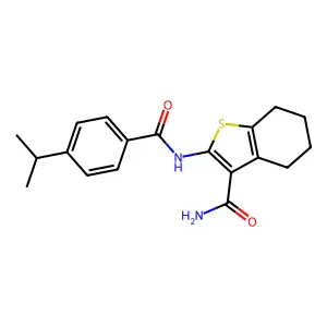 2-[(4-propan-2-ylbenzoyl)amino]-4,5,6,7-tetrahydro-1-benzothiophene-3-carboxamide structure