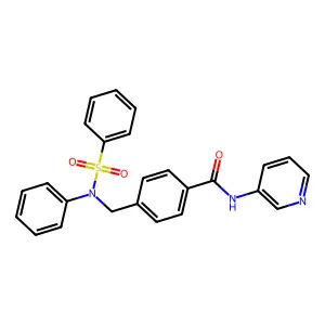4-[[N-(benzenesulfonyl)anilino]methyl]-N-pyridin-3-ylbenzamide structure