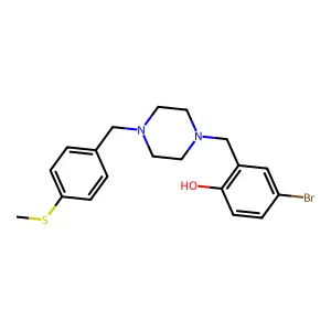 4-Bromo-2-[[4-[(4-methylsulfanylphenyl)methyl]piperazin-1-yl]methyl]phenol structure