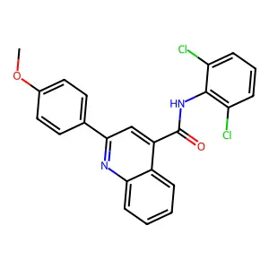 N-(2,6-dichlorophenyl)-2-(4-methoxyphenyl)quinoline-4-carboxamide structure