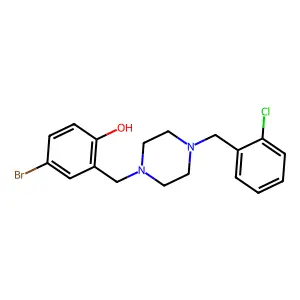 4-Bromo-2-[[4-[(2-chlorophenyl)methyl]piperazin-1-yl]methyl]phenol structure
