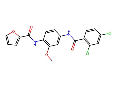 N-[4-[(2,4-dichlorobenzoyl)amino]-2-methoxyphenyl]furan-2-carboxamide structure