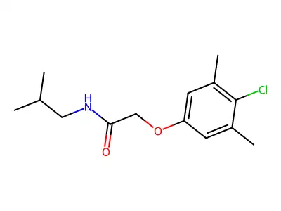 2-(4-chloro-3,5-dimethylphenoxy)-N-(2-methylpropyl)acetamide structure