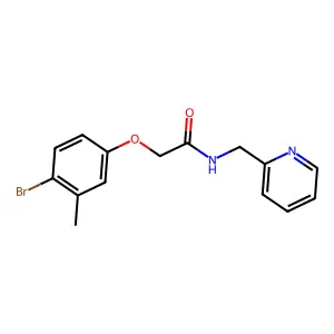 2-(4-bromo-3-methylphenoxy)-N-(pyridin-2-ylmethyl)acetamide structure
