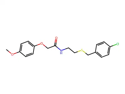 N-[2-[(4-chlorophenyl)methylsulfanyl]ethyl]-2-(4-methoxyphenoxy)acetamide structure