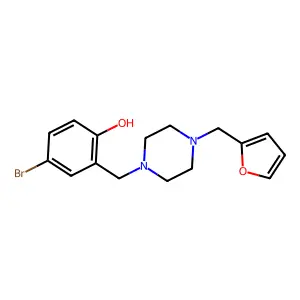 4-Bromo-2-{[4-(furan-2-ylmethyl)piperazin-1-yl]methyl}phenol structure