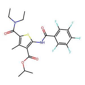 propan-2-yl 5-(diethylcarbamoyl)-4-methyl-2-[(2,3,4,5,6-pentafluorobenzoyl)amino]thiophene-3-carboxylate structure