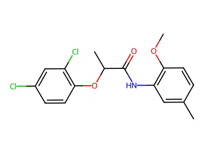 2-(2,4-dichlorophenoxy)-N-(2-methoxy-5-methylphenyl)propanamide structure