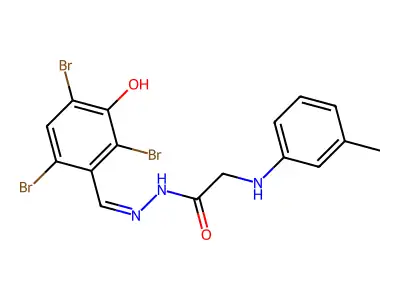 2-(3-methylanilino)-N-[(Z)-(2,4,6-tribromo-3-hydroxyphenyl)m structure