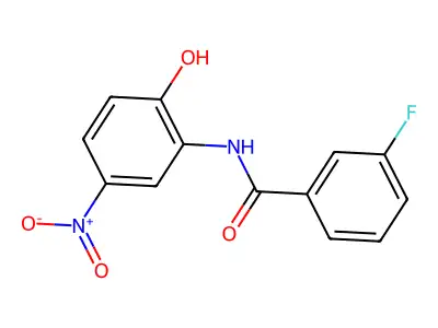 3-fluoro-N-(2-hydroxy-5-nitrophenyl)benzamide structure