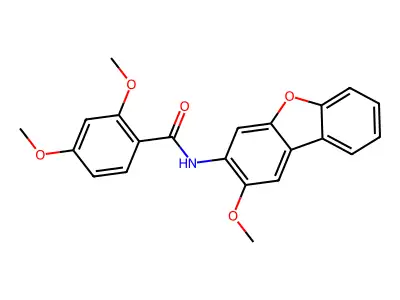 2,4-dimethoxy-N-(2-methoxydibenzofuran-3-yl)benzamide structure