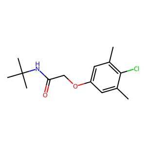 N-tert-butyl-2-(4-chloro-3,5-dimethylphenoxy)acetamide structure