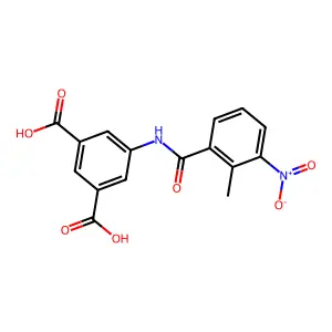 5-{[(2-Methyl-3-nitrophenyl)carbonyl]amino}benzene-1,3-dicarboxylic acid structure