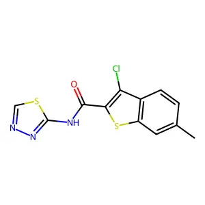 3-chloro-6-methyl-N-(1,3,4-thiadiazol-2-yl)-1-benzothiophene-2-carboxamide structure