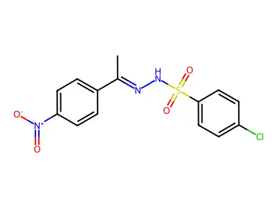 4-chloro-N-[(E)-1-(4-nitrophenyl)ethylideneamino]benzenesulfonamide structure