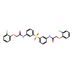 N,N'-(sulfonyldibenzene-3,1-diyl)bis[2-(2-chlorophenoxy)acetamide] structure