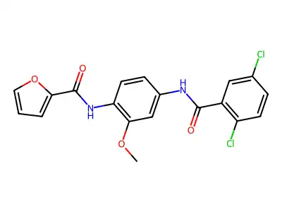 N-[4-[(2,5-dichlorobenzoyl)amino]-2-methoxyphenyl]furan-2-carboxamide structure