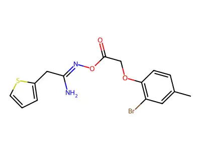 [(1-Amino-2-thiophen-2-ylethylidene)amino] 2-(2-bromo-4-methylphenoxy)acetate structure
