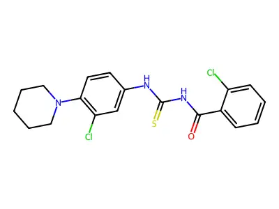 2-chloro-N-[(3-chloro-4-piperidin-1-ylphenyl)carbamothioyl]benzamide structure