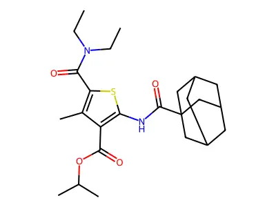 1-Methylethyl 5-[(diethylamino)carbonyl]-4-methyl-2-[(tricyclo[3.3.1.13,7]dec-1-ylcarbonyl)amino]-3-thiophenecarboxylate structure