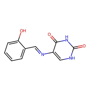 5-{[(E)-(2-hydroxyphenyl)methylidene]amino}pyrimidine-2,4(1H,3H)-dione structure