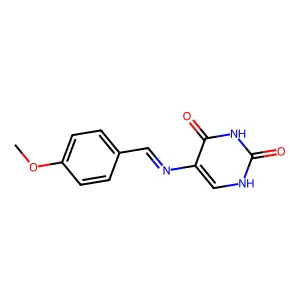 5-[(4-methoxyphenyl)methylideneamino]-1H-pyrimidine-2,4-dione structure