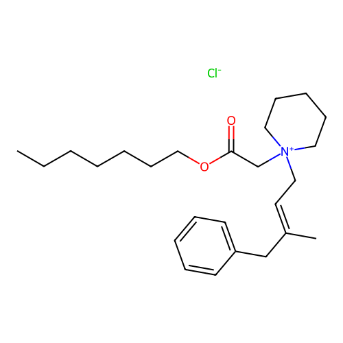 Piperidinium, 1-(3-benzyl-2-butenyl)-1-(carboxymethyl)-, chloride, heptyl ester structure