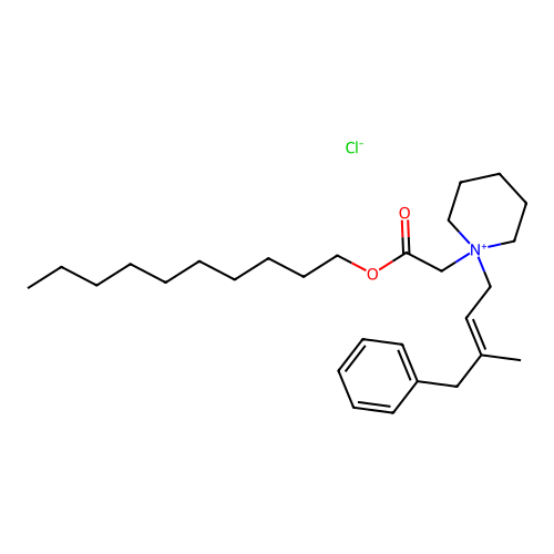 Piperidinium, 1-(3-benzyl-2-butenyl)-1-(carboxymethyl)-, chloride, decyl ester structure